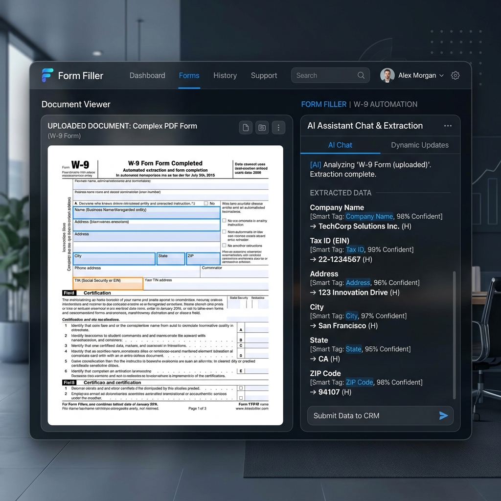 Form Filler Web Application Dashboard Interface